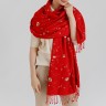 Палантин красный с цветами, шёлк/кашемир (High Himalaya Garments) - Палантин красный с цветами, шёлк/кашемир (High Himalaya Garments)